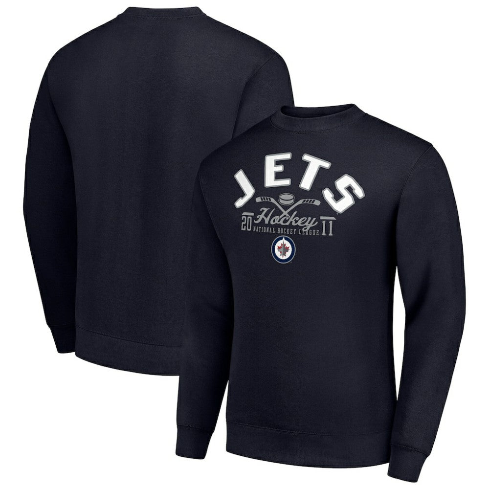 Winnipeg Jets Starter Stick And Puck Logo Fleece Pullover Sweatshirt - Navy Sweatshirts