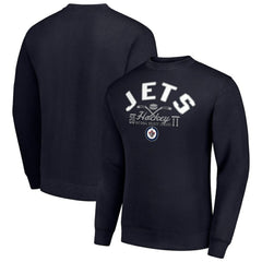 Winnipeg Jets Starter Stick And Puck Logo Fleece Pullover Sweatshirt - Navy Sweatshirts