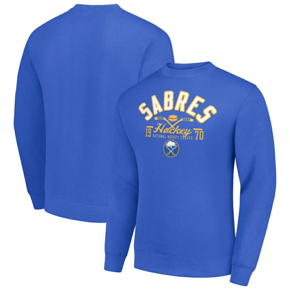 Buffalo Sabres Starter Stick And Puck Logo Fleece Pullover Sweatshirt - Royal Sweatshirts