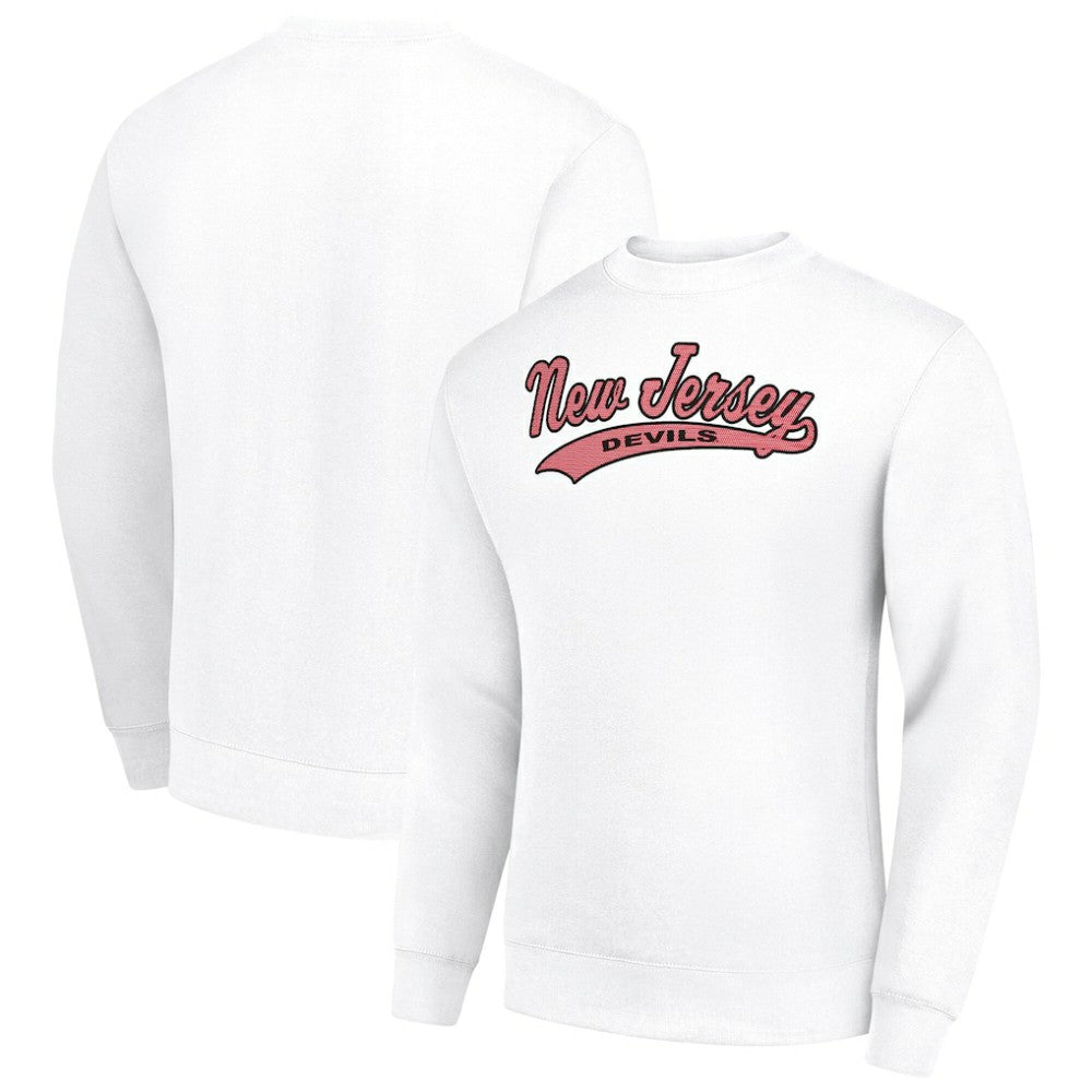 New Jersey Devils Starter  Tailsweep City Pullover Sweatshirt - White Sweatshirts