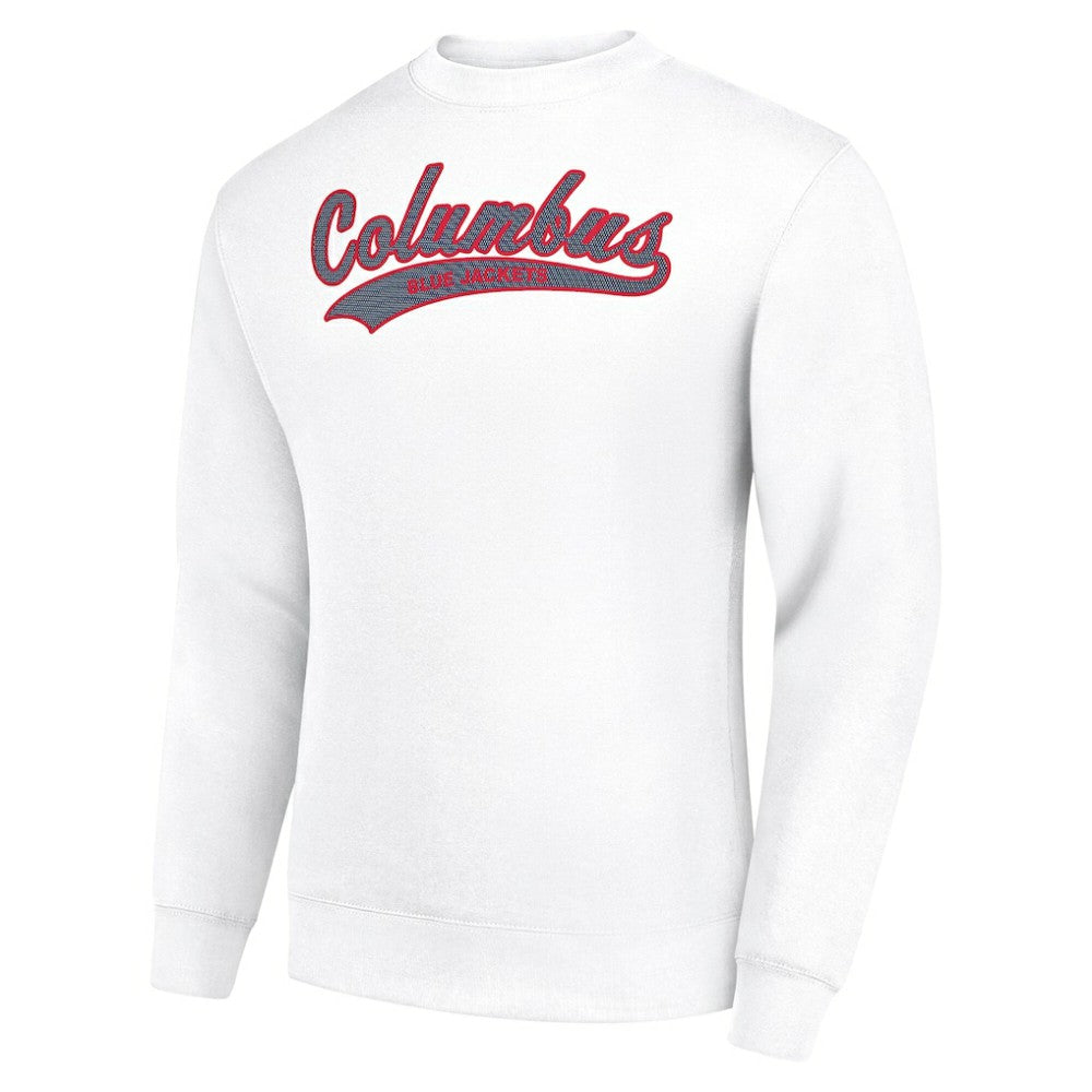 Columbus Blue Jackets Starter  Tailsweep City Pullover Sweatshirt - White Sweatshirts
