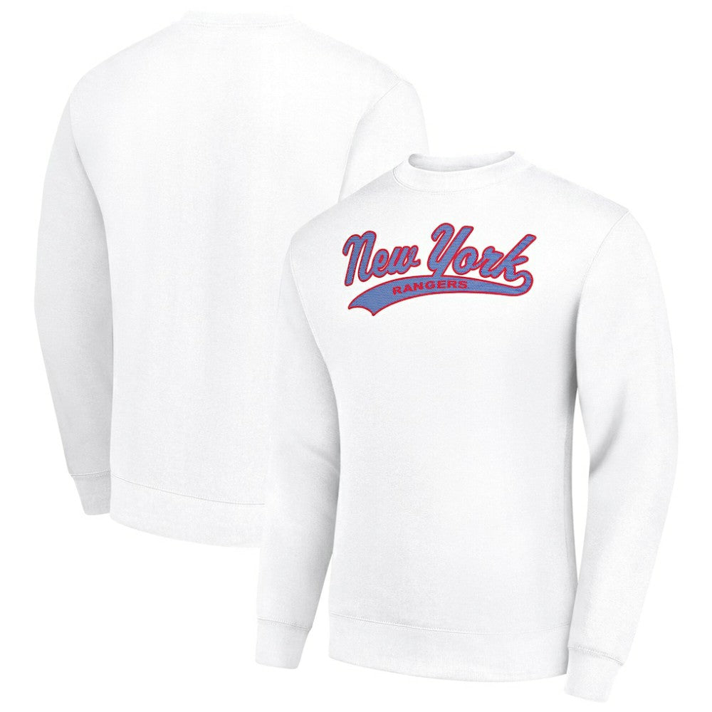 New York Rangers Starter  Tailsweep City Pullover Sweatshirt - White Sweatshirts