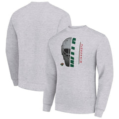 Minnesota Wild Starter  Half Helmet Team Logo Pullover Sweatshirt - Heather Gray Sweatshirts