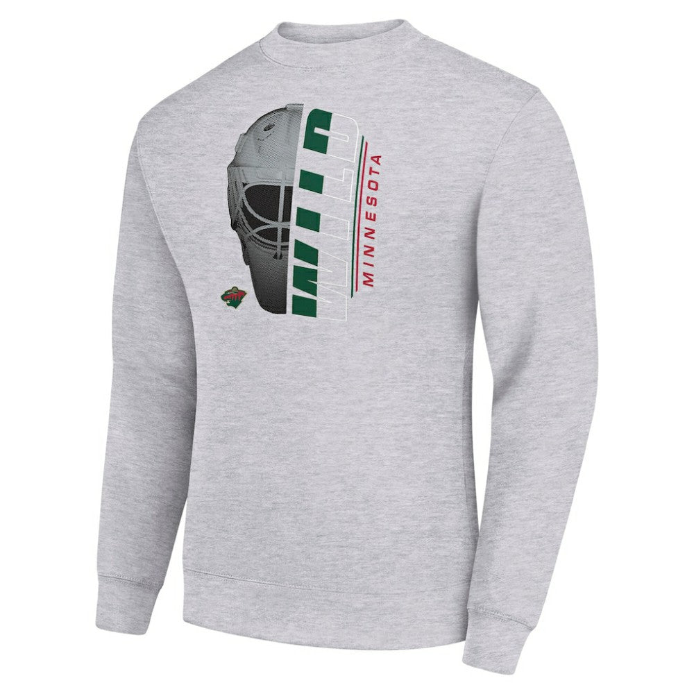 Minnesota Wild Starter  Half Helmet Team Logo Pullover Sweatshirt - Heather Gray Sweatshirts