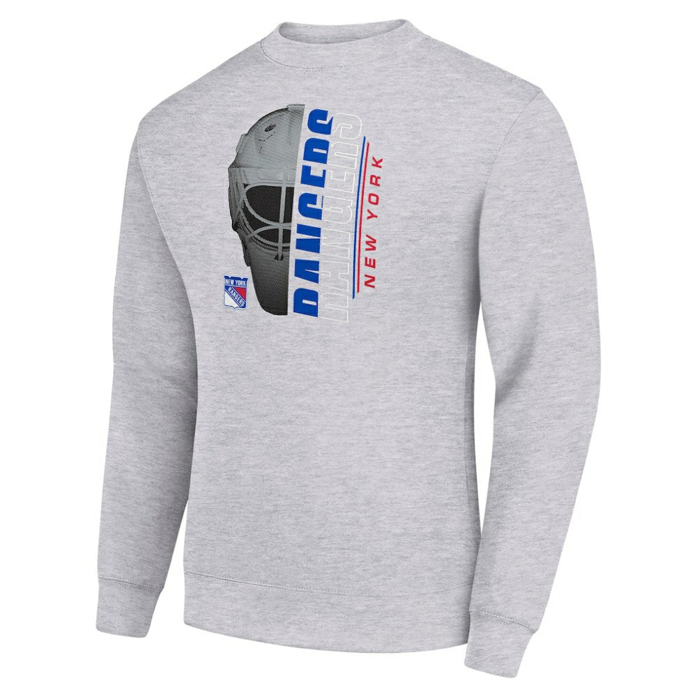 New York Rangers Starter  Half Helmet Team Logo Pullover Sweatshirt - Heather Gray Sweatshirts