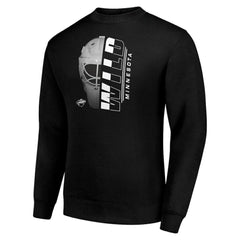 Minnesota Wild Starter  Half Helmet Team Logo Pullover Sweatshirt - Black Sweatshirts