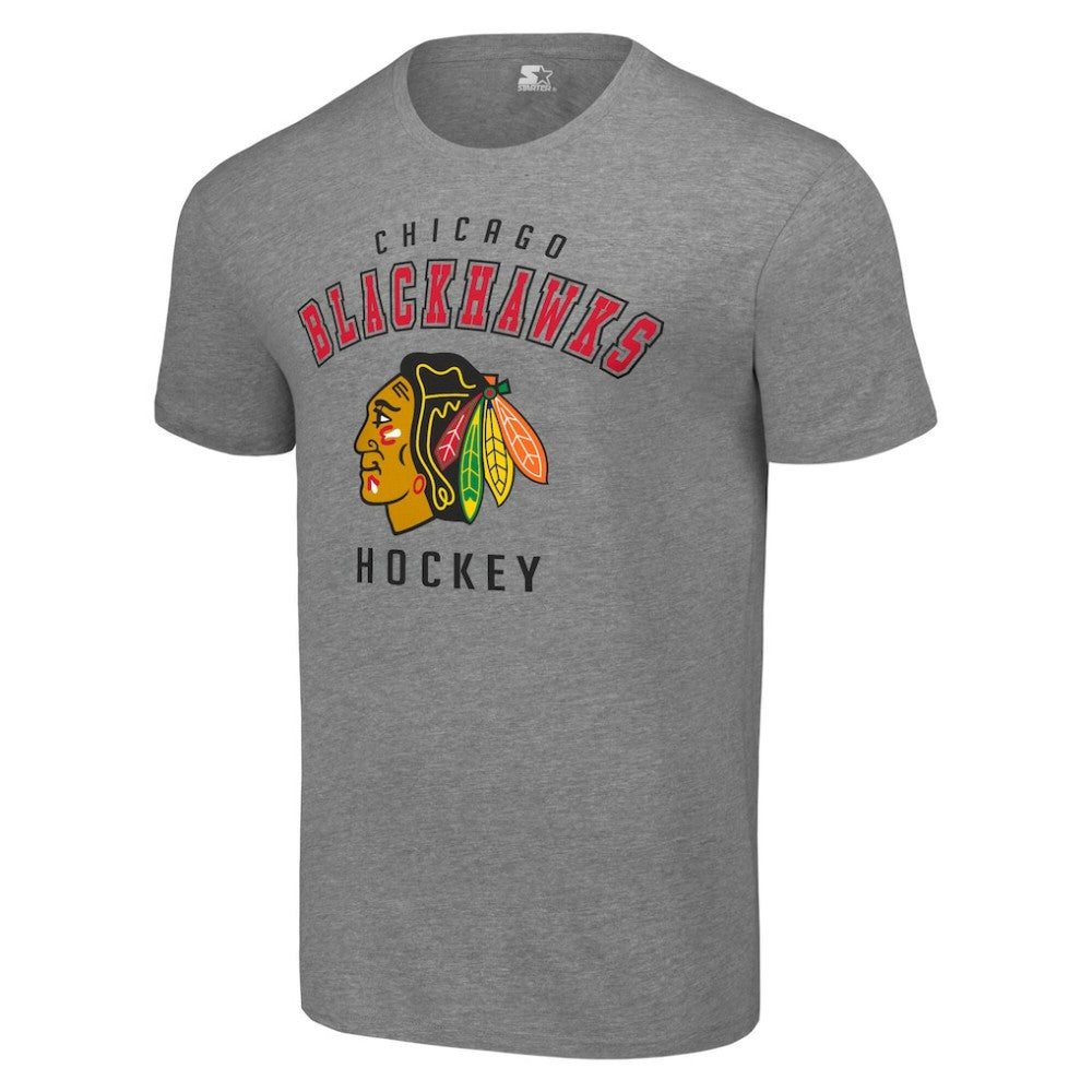 Chicago Blackhawks Starter Logo T-Shirt - Heather Gray T-shirts
