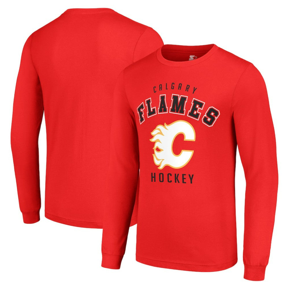 Calgary Flames Starter Logo Long Sleeve T-Shirt - Red T-shirts