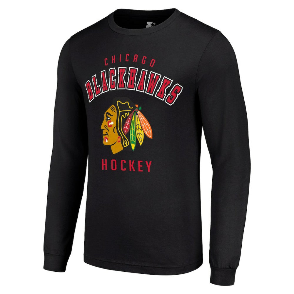 Chicago Blackhawks Starter Logo Long Sleeve T-Shirt - Black T-shirts