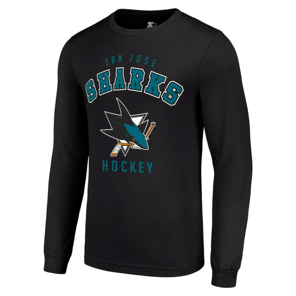 San Jose Sharks Starter Logo Long Sleeve T-Shirt - Black T-shirts