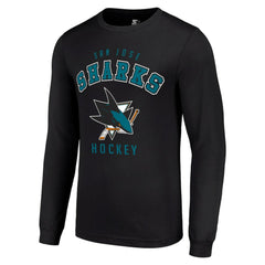 San Jose Sharks Starter Logo Long Sleeve T-Shirt - Black T-shirts