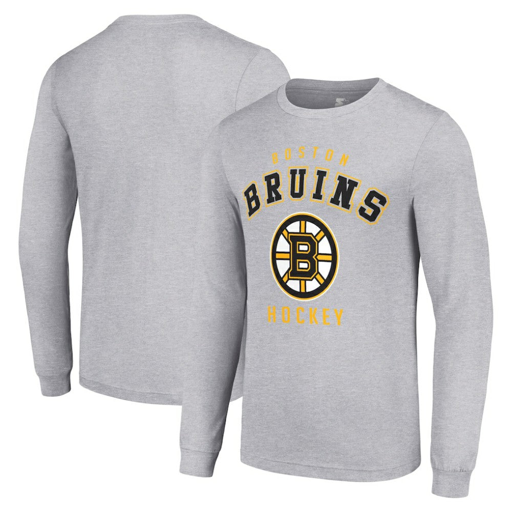 Boston Bruins Starter Logo Long Sleeve T-Shirt - Heather Gray T-shirts