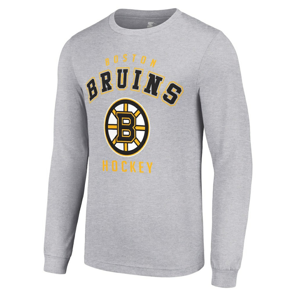 Boston Bruins Starter Logo Long Sleeve T-Shirt - Heather Gray T-shirts