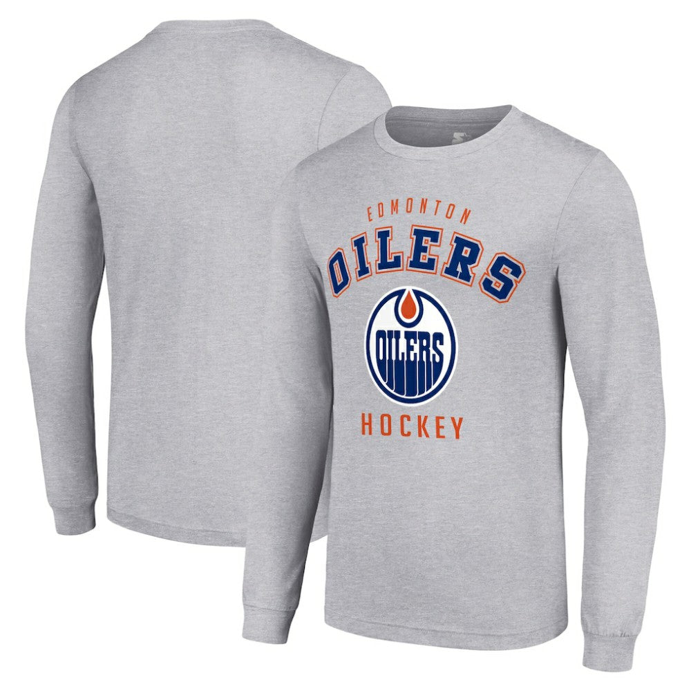 Edmonton Oilers Starter Logo Long Sleeve T-Shirt - Heather Gray T-shirts