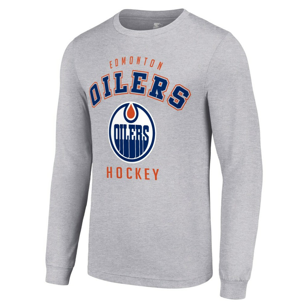 Edmonton Oilers Starter Logo Long Sleeve T-Shirt - Heather Gray T-shirts