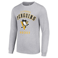 Pittsburgh Penguins Starter Logo Long Sleeve T-Shirt - Heather Gray T-shirts