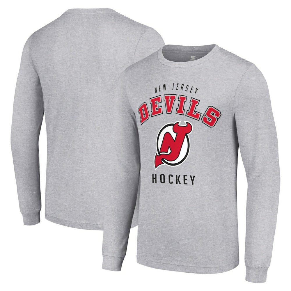 New Jersey Devils Starter Logo Long Sleeve T-Shirt - Heather Gray T-shirts