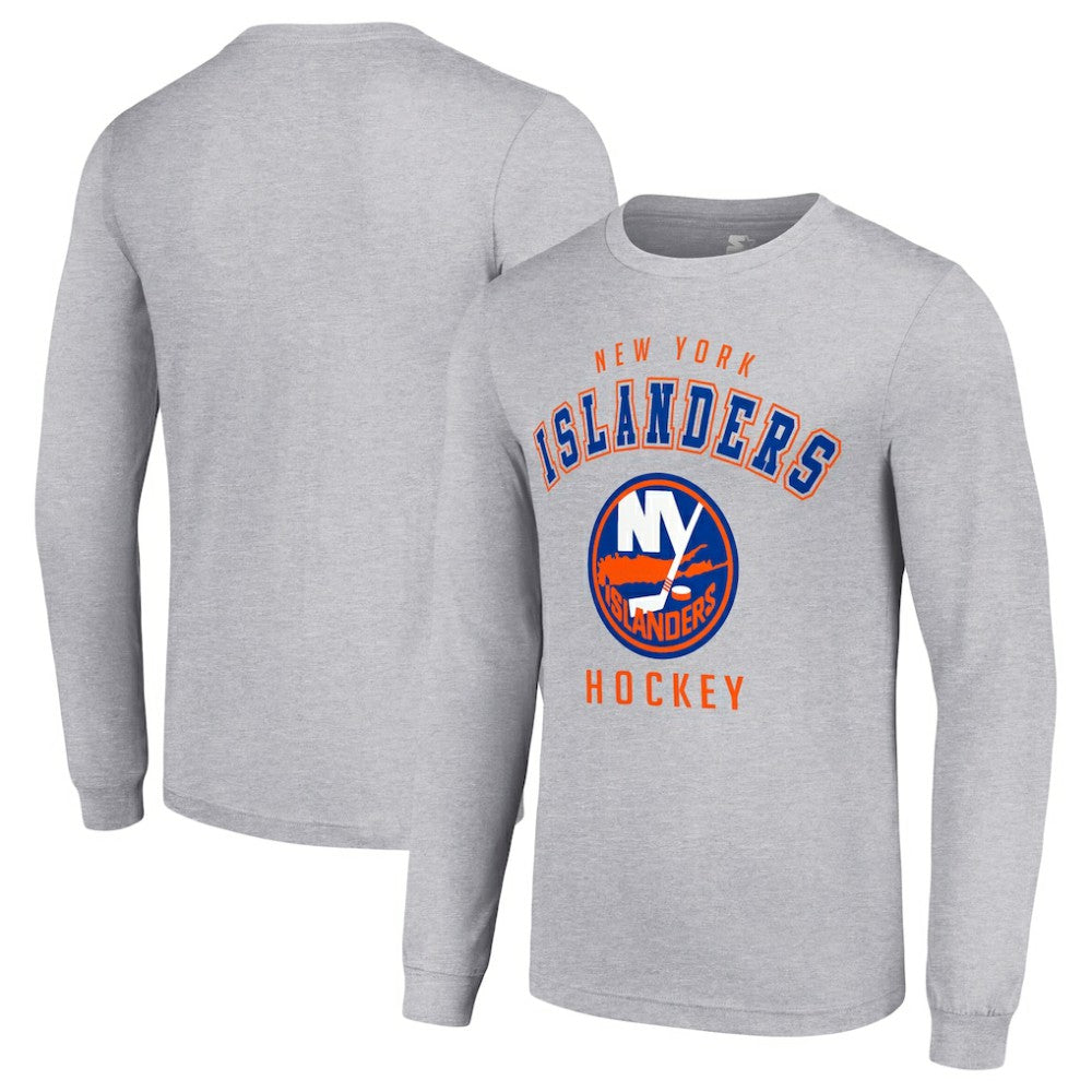 New York Islanders Starter Logo Long Sleeve T-Shirt - Heather Gray T-shirts