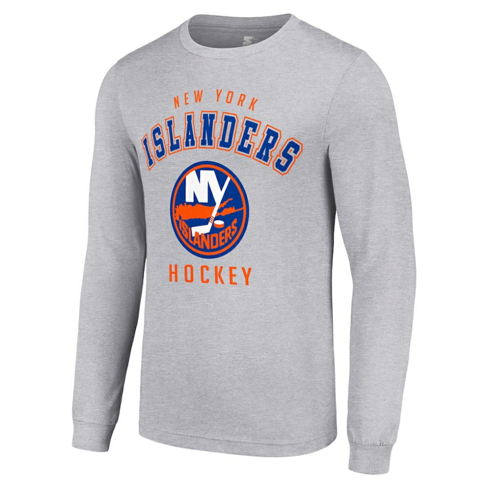 New York Islanders Starter Logo Long Sleeve T-Shirt - Heather Gray T-shirts