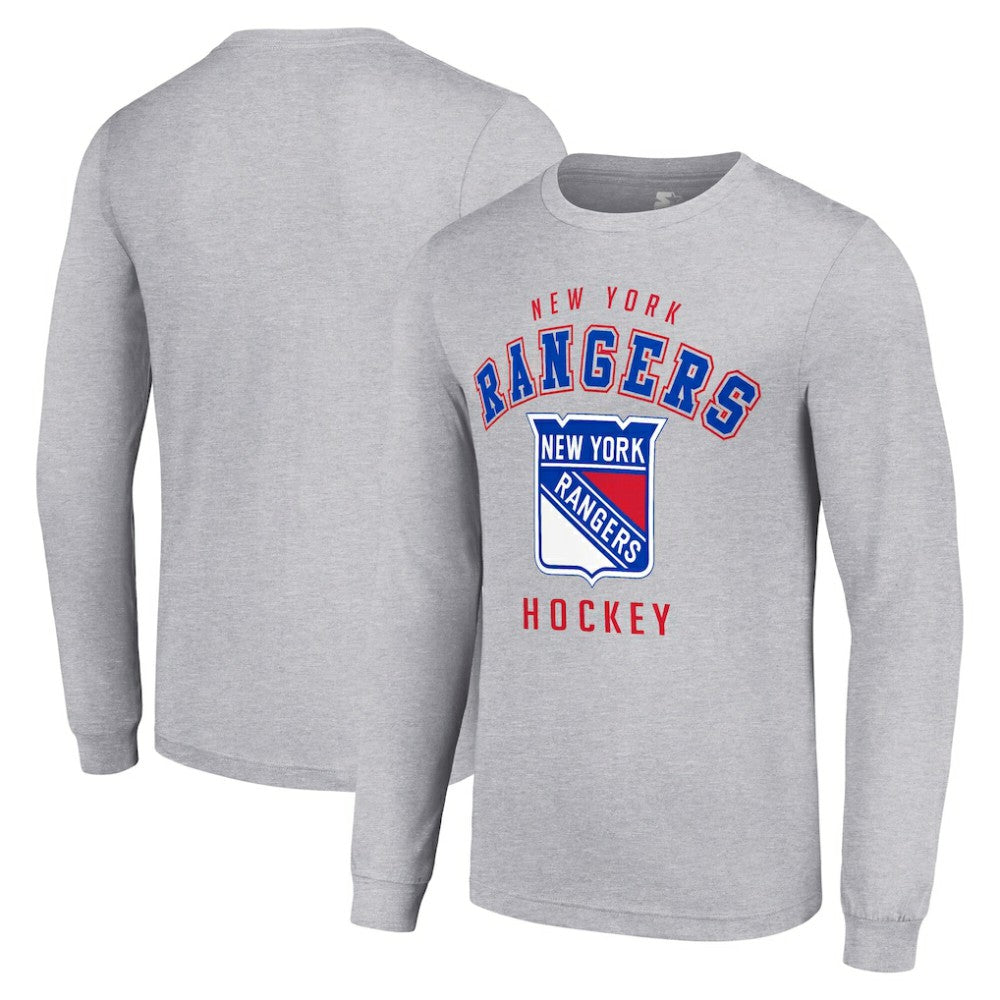 New York Rangers Starter Logo Long Sleeve T-Shirt - Heather Gray T-shirts