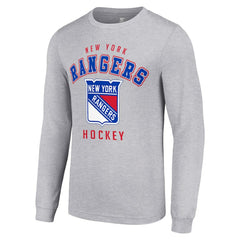 New York Rangers Starter Logo Long Sleeve T-Shirt - Heather Gray T-shirts