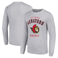 Ottawa Senators Starter Logo Long Sleeve T-Shirt - Heather Gray T-shirts