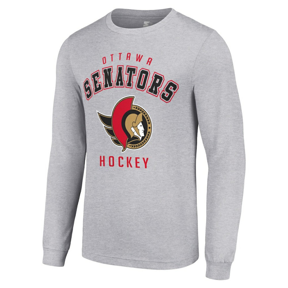 Ottawa Senators Starter Logo Long Sleeve T-Shirt - Heather Gray T-shirts