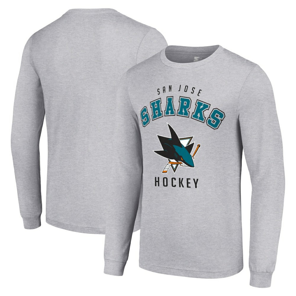 San Jose Sharks Starter Logo Long Sleeve T-Shirt - Heather Gray T-shirts