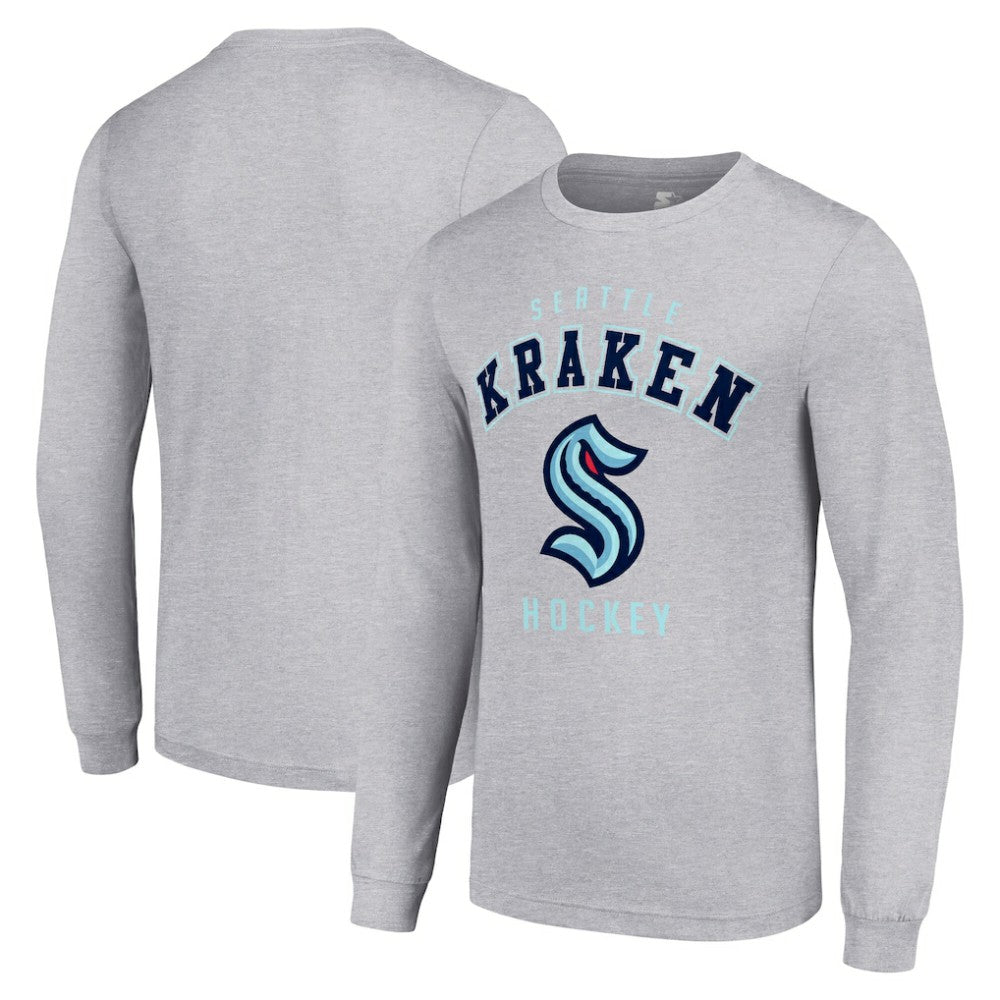 Seattle Kraken Starter Logo Long Sleeve T-Shirt - Heather Gray T-shirts