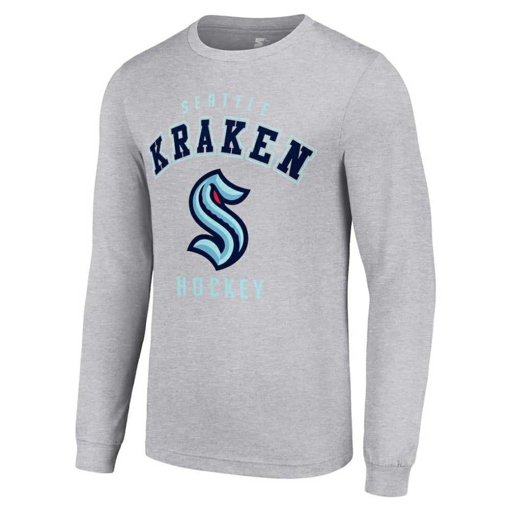 Seattle Kraken Starter Logo Long Sleeve T-Shirt - Heather Gray T-shirts