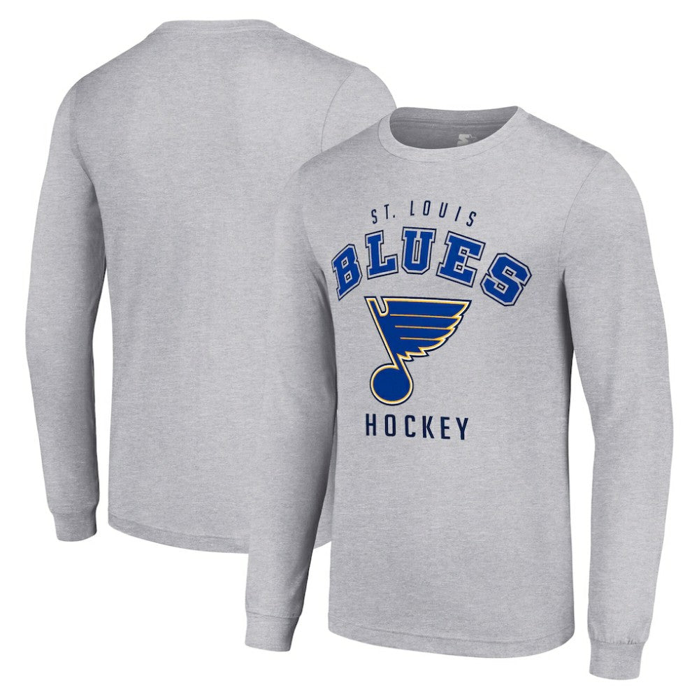 St. Louis Blues Starter Logo Long Sleeve T-Shirt - Heather Gray T-shirts