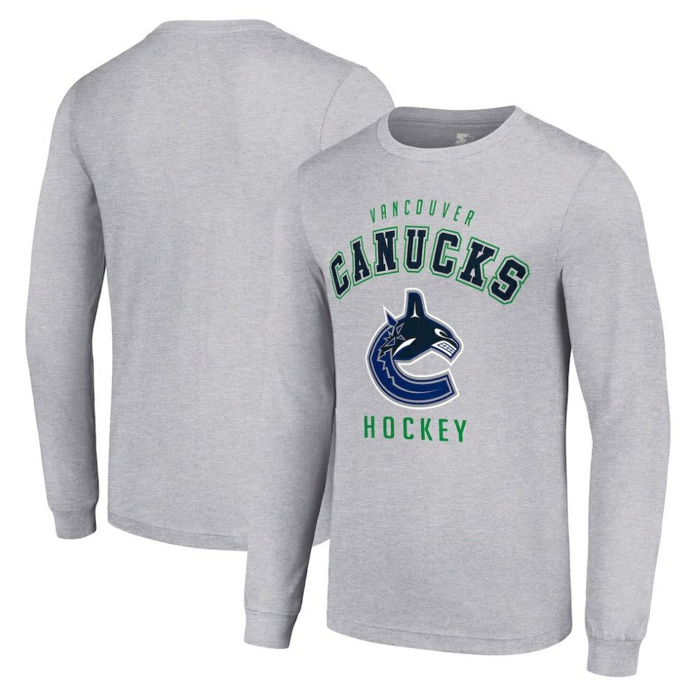 Vancouver Canucks Starter Logo Long Sleeve T-Shirt - Heather Gray T-shirts
