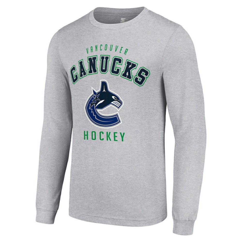 Vancouver Canucks Starter Logo Long Sleeve T-Shirt - Heather Gray T-shirts