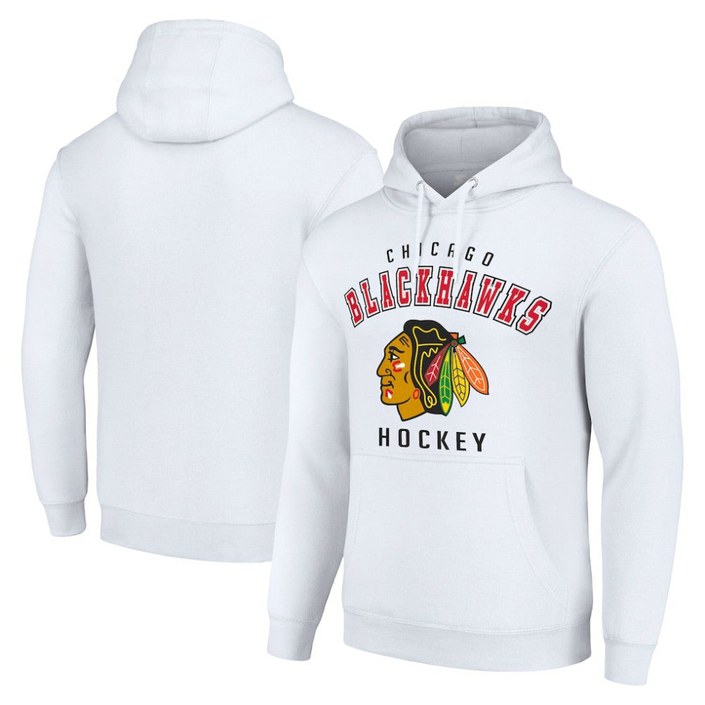 Chicago Blackhawks Starter Logo Pullover Hoodie - White Hoodies