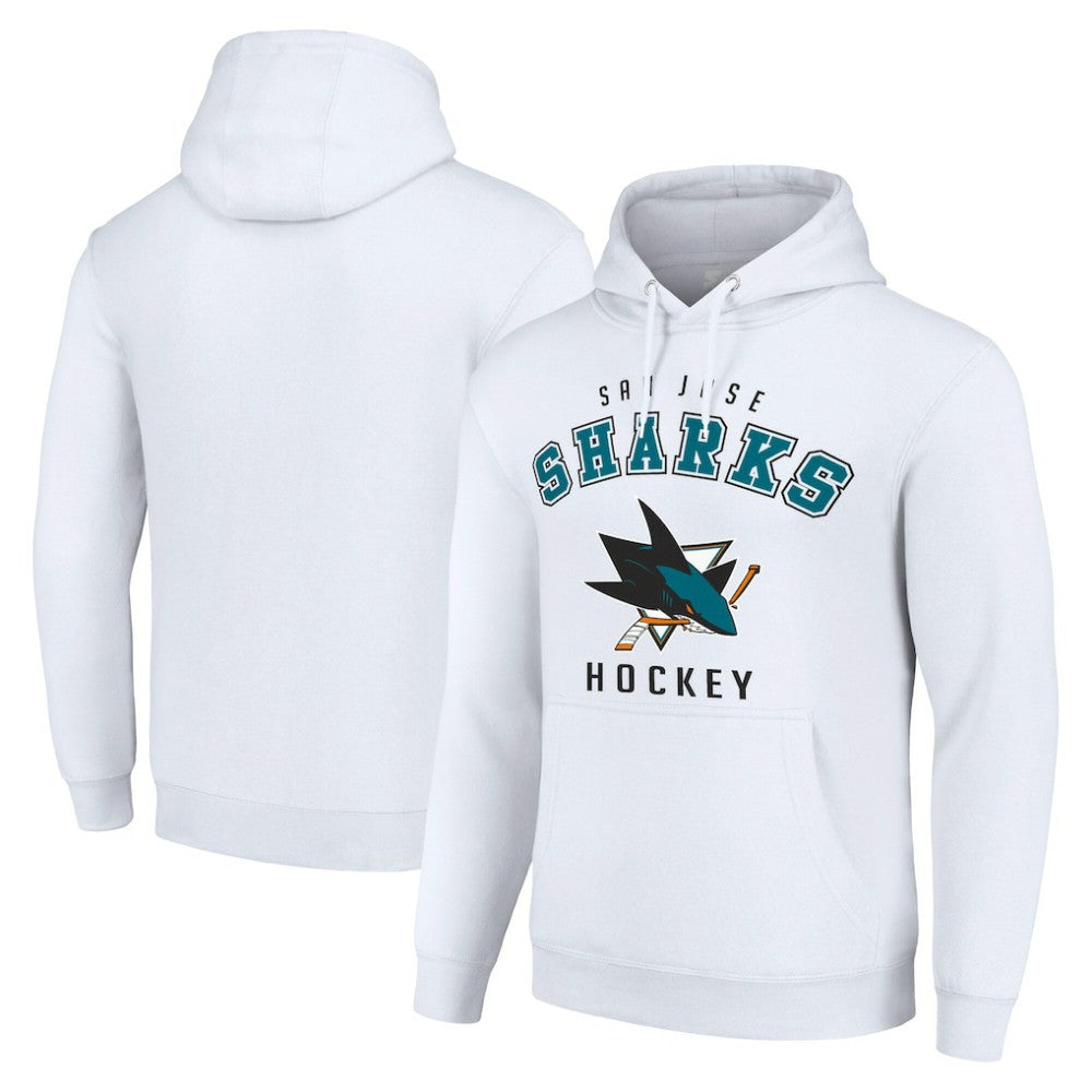 San Jose Sharks Starter Logo Pullover Hoodie - White Hoodies