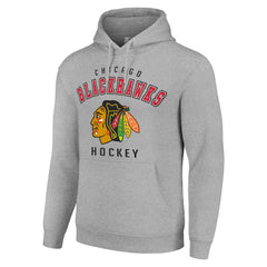 Chicago Blackhawks Starter Logo Pullover Hoodie - Heather Gray Hoodies