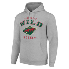 Minnesota Wild Starter Logo Pullover Hoodie - Heather Gray Hoodies