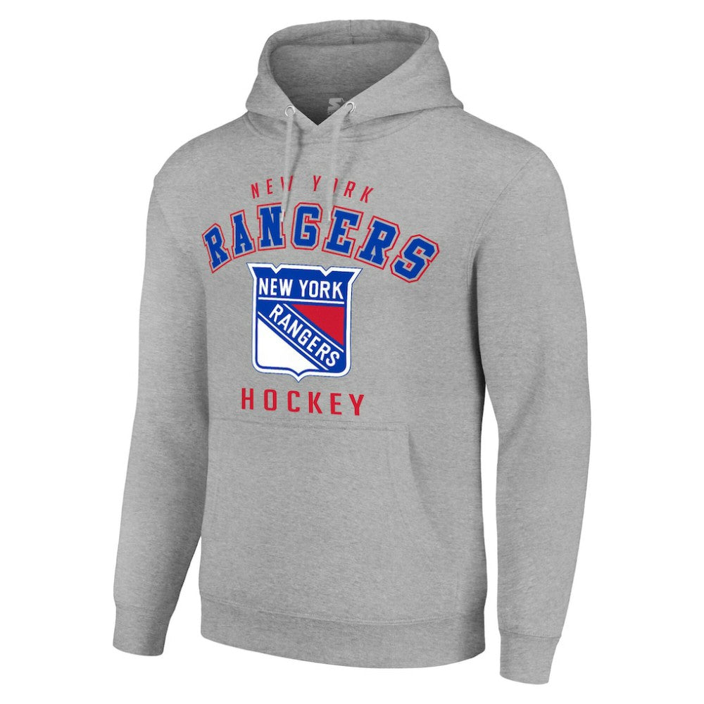 New York Rangers Starter Logo Pullover Hoodie - Heather Gray Hoodies