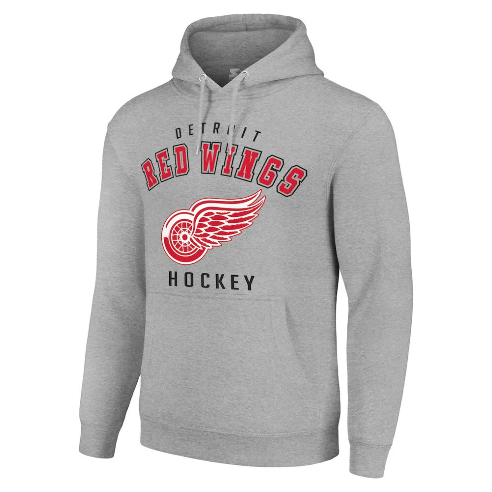 Detroit Red Wings Starter Logo Pullover Hoodie - Heather Gray Hoodies