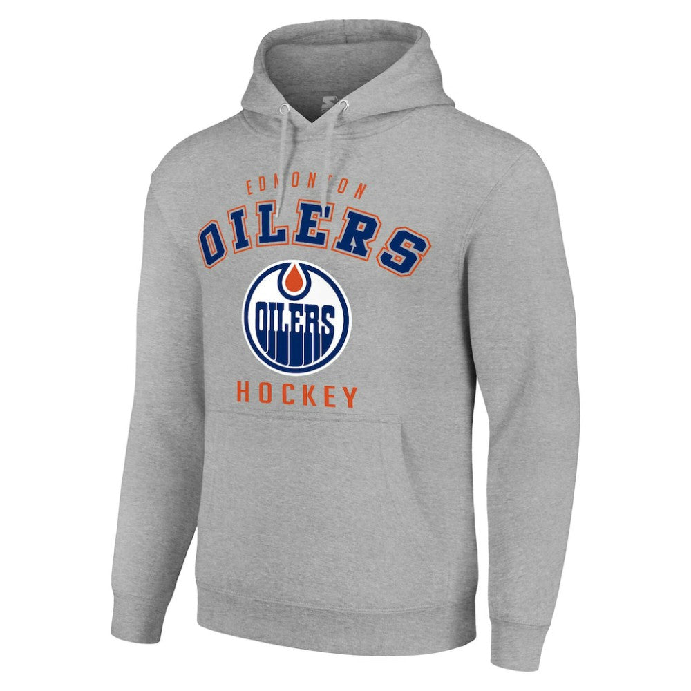 Edmonton Oilers Starter Logo Pullover Hoodie - Heather Gray Hoodies