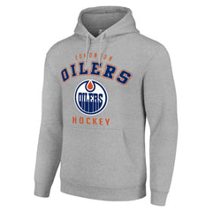 Edmonton Oilers Starter Logo Pullover Hoodie - Heather Gray Hoodies