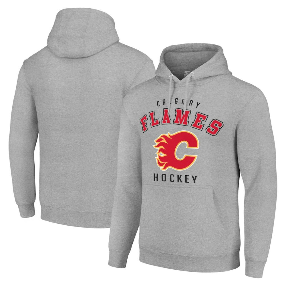 Calgary Flames Starter Logo Pullover Hoodie - Heather Gray Hoodies