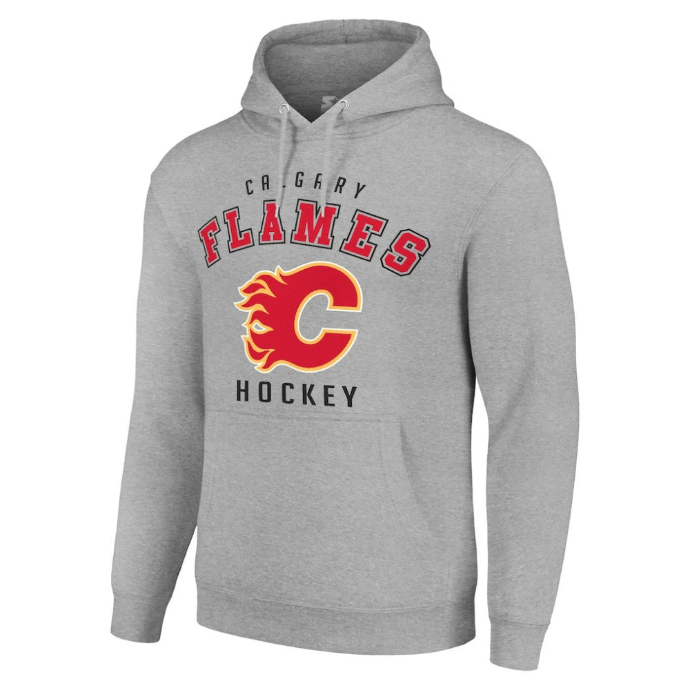 Calgary Flames Starter Logo Pullover Hoodie - Heather Gray Hoodies