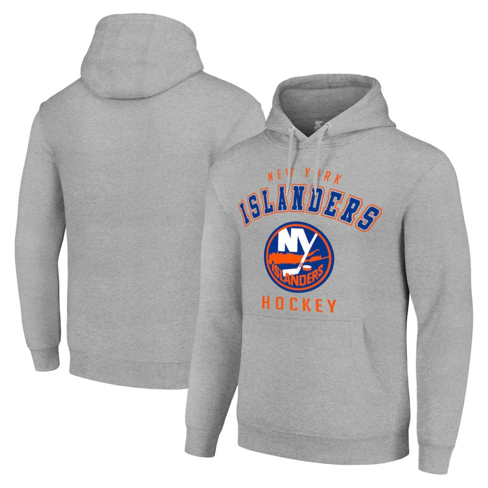New York Islanders Starter Logo Pullover Hoodie - Heather Gray Hoodies