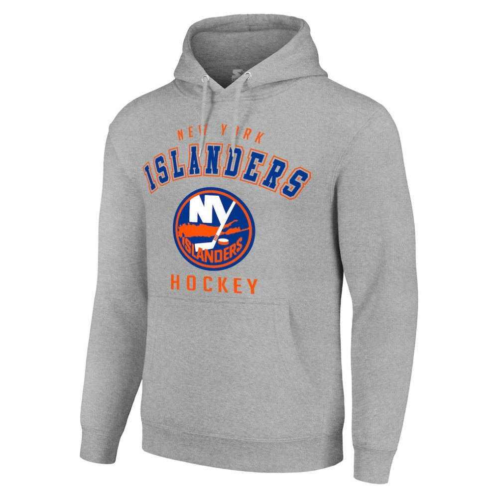 New York Islanders Starter Logo Pullover Hoodie - Heather Gray Hoodies