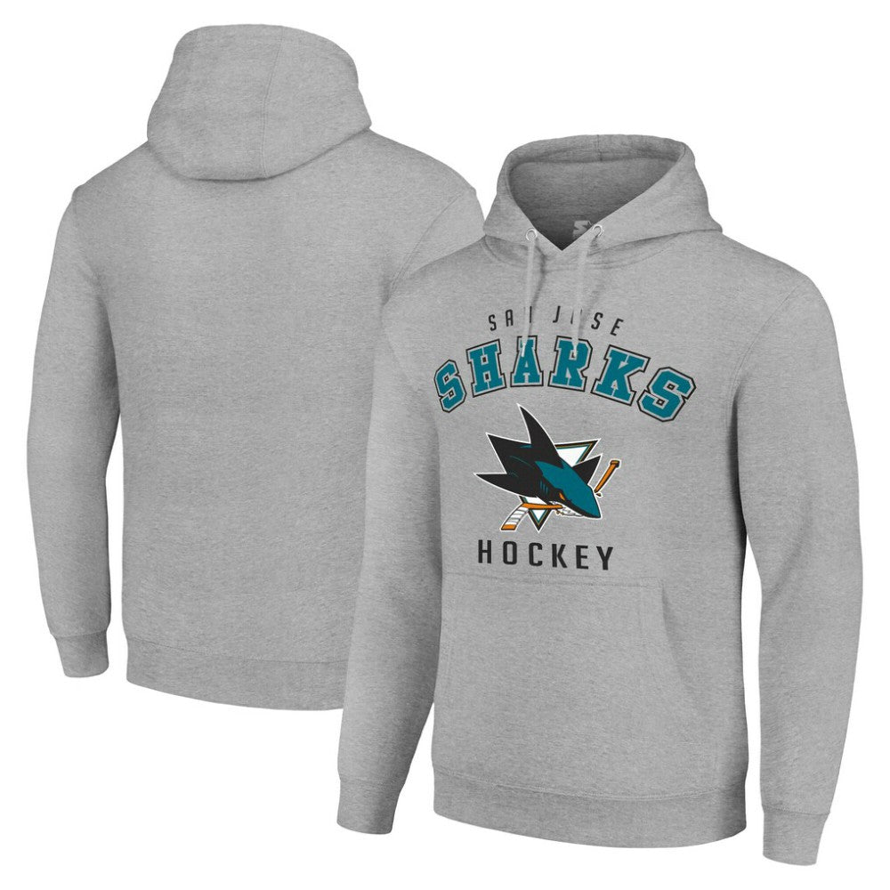 San Jose Sharks Starter Logo Pullover Hoodie - Heather Gray Hoodies