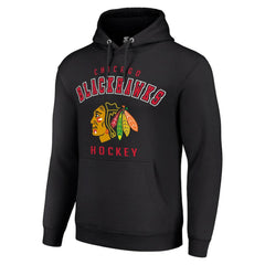 Chicago Blackhawks Starter Logo Pullover Hoodie - Black Hoodies