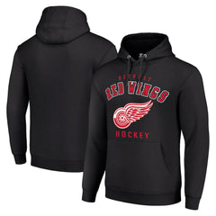 Detroit Red Wings Starter Logo Pullover Hoodie - Black Hoodies