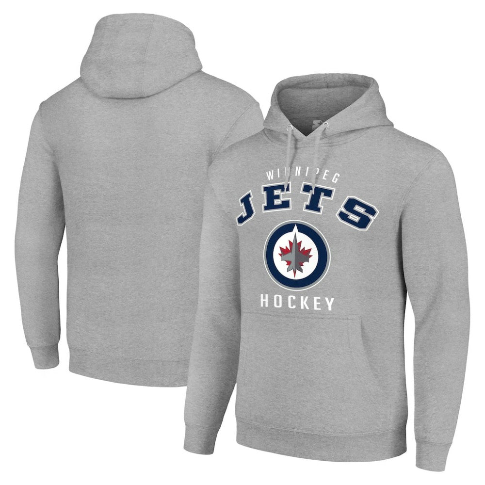 Winnipeg Jets Starter Logo Pullover Hoodie - Heather Gray Hoodies