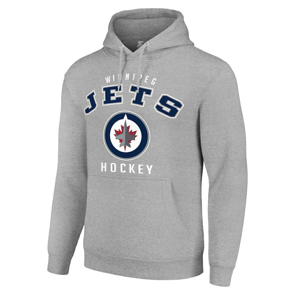 Winnipeg Jets Starter Logo Pullover Hoodie - Heather Gray Hoodies